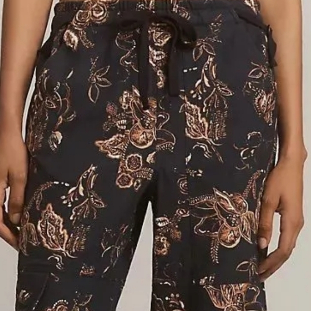 Pilcro Linen Beach Floral Cargo Pants Size S P - Picture 3 of 5